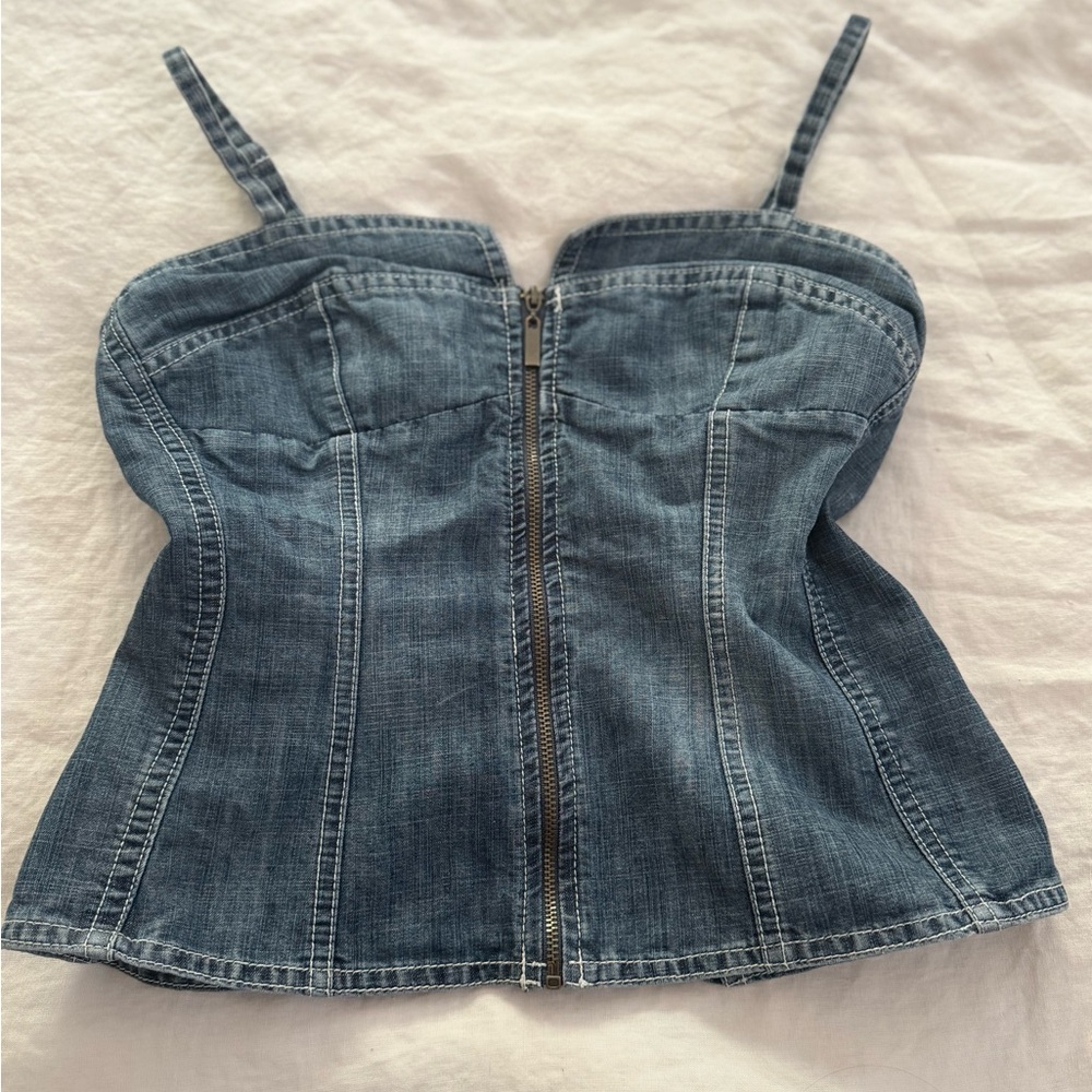 Denim Corset Top with Zipper